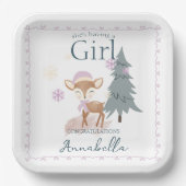 かわいい冬のベビー鹿の女性の子鹿 ペーパープレート (正面)