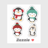 かわいい冬のペンギンのかわいいステッカーセット シール (シート)