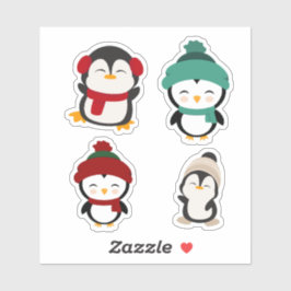 かわいい冬のペンギンのかわいいステッカーセット シール