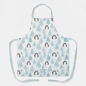 かわいい冬のペンギンのクリスマスブルーエプロン エプロン (正面)