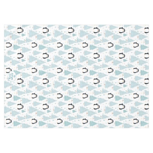 かわいい冬のペンギンのクリスマスブルー テーブルクロス (正面(横))