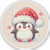 かわいい冬のペンギンのステッカー シール (正面)