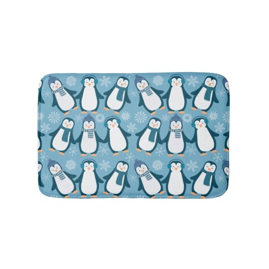 かわいい冬のペンギンのデザイン バスマット (正面)