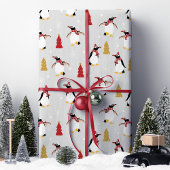 かわいい冬のペンギンクリスマス ラッピングペーパー