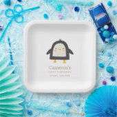 かわいい冬のペンギンシンプルの誕生日1日 ペーパープレート (パーティー)