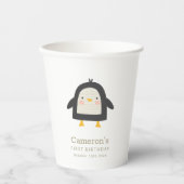 かわいい冬のペンギンシンプルの誕生日1日 紙コップ (正面)