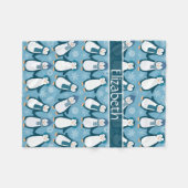 かわいい冬のペンギンデザイン追加の名前 フリースブランケット (正面(横))