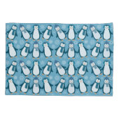 かわいい冬のペンギンデザイン追加の名前 枕カバー (裏面)