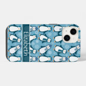 かわいい冬のペンギンデザイン追加の名前 iPhoneケース (裏面横)