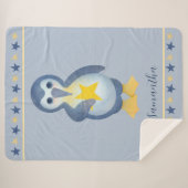 かわいい冬のペンギンパーソナライズされたの名前 シェルパブランケット (正面(横))