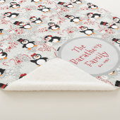 かわいい冬のペンギンパーソナライズされたズファミリー名 シェルパブランケット (3/4)