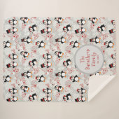 かわいい冬のペンギンパーソナライズされたズファミリー名 シェルパブランケット (正面(横))