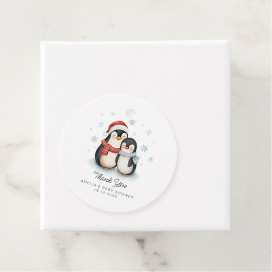 かわいい冬のペンギン家族クリスマスベビーシャワー フェイバータグ (インサイチュ)