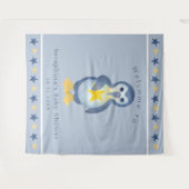 かわいい冬のペンギン赤ちゃんシャワーパーティー背景 タペストリー (正面(横))