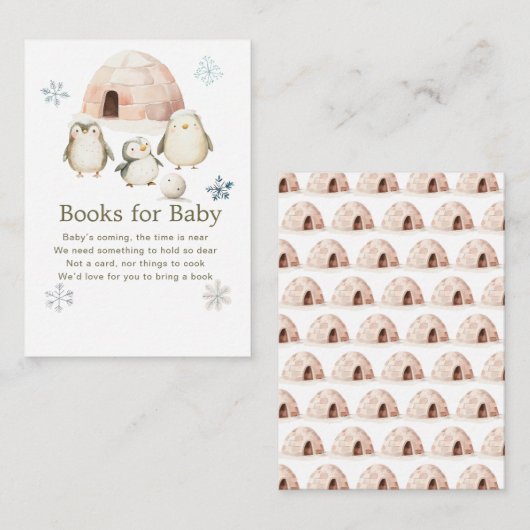かわいい冬のペンギン赤ちゃんシャワーベビー エンクロージャーカード (正面/裏面)