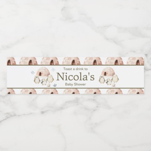 かわいい冬のペンギン赤ちゃんシャワー ペットボトルラベル (シングルラベル)