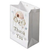 かわいい冬のペンギン赤ちゃんシャワー ミディアムペーパーバッグ (正面アングル)