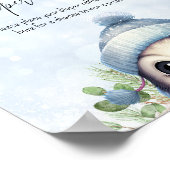 かわいい冬のペンギン青い赤ちゃんシャワーのサイン ポスター (角)