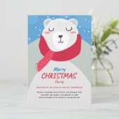 かわいい冬のホッキョクグマのクリスマスパーティー 招待状 (スタンド正面)