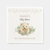 かわいい冬のホッキョクグマ男女兼用の赤ちゃんシャワー スタンダードカクテルナプキン (正面)