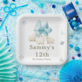 かわいい冬のホッキョクグマ誕生日パーティー ペーパープレート (パーティー)