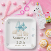 かわいい冬のホッキョクグマ誕生日パーティー ペーパープレート (パーティー)