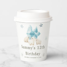 かわいい冬のホッキョクグマ誕生日パーティー