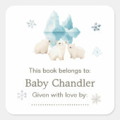 かわいい冬のホッキョクグマ赤ちゃんシャワー スクエアシール (正面)