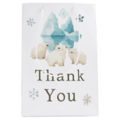 かわいい冬のホッキョクグマ赤ちゃんシャワー ミディアムペーパーバッグ (正面)