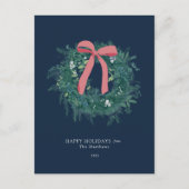 かわいい冬のリース ファミリー ホリデー ポストカード (正面)