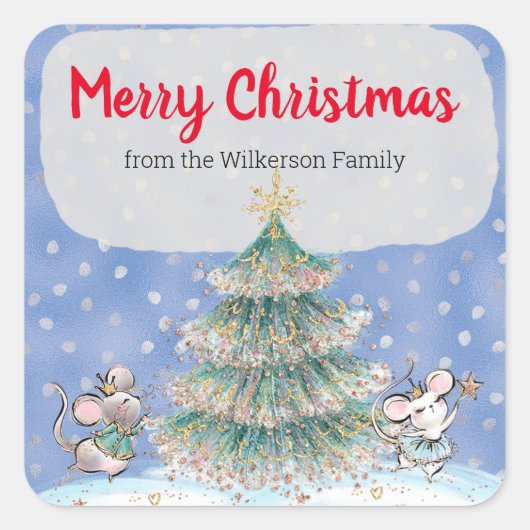 かわいい冬のワンダーランドくるみ割りクリスマス スクエアシール (正面)
