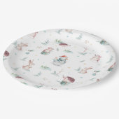 かわいい冬のワンダーランド雪だるま森林動物 ペーパープレート (アングル)