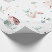 かわいい冬のワンダーランド雪だるま森林動物 ラッピングペーパー (角)