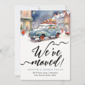 かわいい冬の休日の新しいアドレス水色 案内状 (正面)