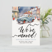 かわいい冬の休日の新しいアドレス水色 案内状 (スタンド正面)