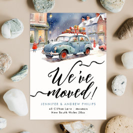 かわいい冬の休日の新しいアドレス水色 案内状