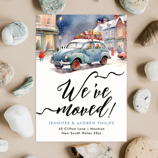 かわいい冬の休日の新しいアドレス水色 案内状