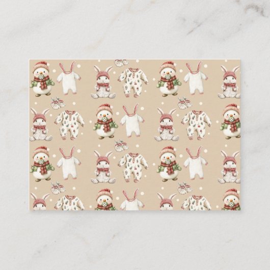 かわいい冬の休日ベビーシャワー予約リクエスト エンクロージャーカード (裏面)