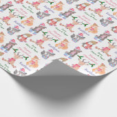 かわいい冬の動物のクリパーソナライズされたスマス ラッピングペーパー (角)