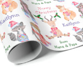 かわいい冬の動物のクリパーソナライズされたスマス ラッピングペーパー (ロールコーナー)