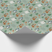 かわいい冬の動物のクリパーソナライズされたスマス ラッピングペーパー (角)