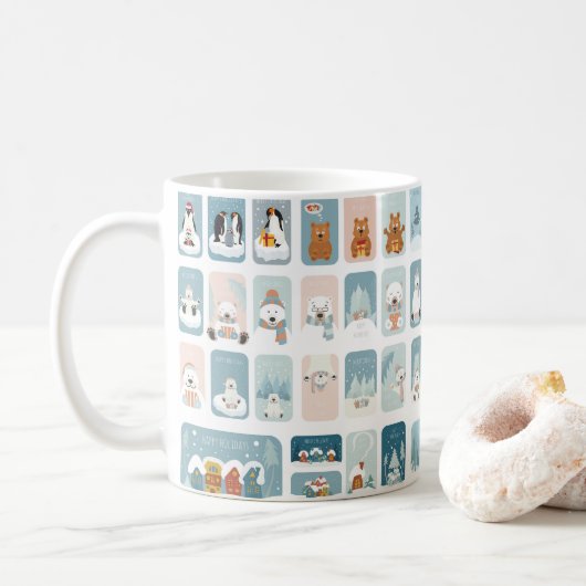 かわいい冬の動物クリスマスマグカップ コーヒーマグカップ (ドーナツ)
