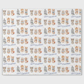 かわいい冬の動物ファラメリークリスマス ラッピングペーパー (フラット)