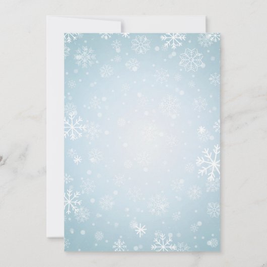 かわいい冬の動物ベビーシャワー招待状 – 青 招待状 (裏面)