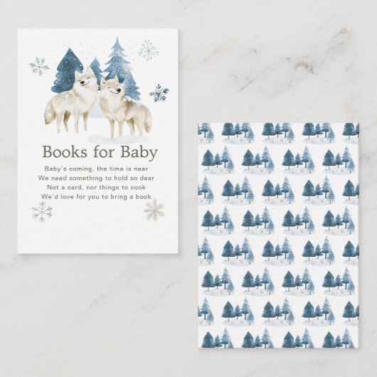 かわいい冬の北極ウルフ赤ちゃんシャワーベビー エンクロージャーカード (正面/裏面)