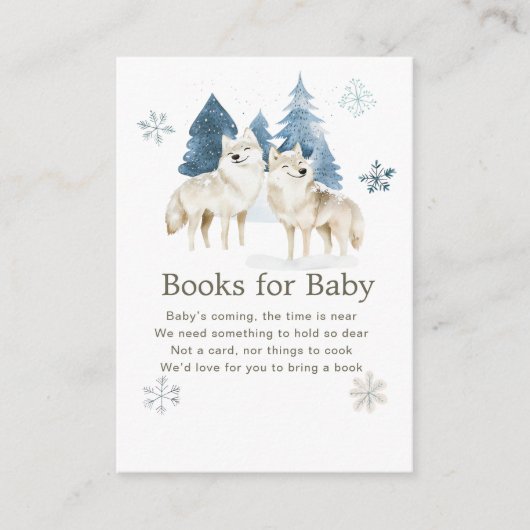 かわいい冬の北極ウルフ赤ちゃんシャワーベビー エンクロージャーカード (正面)