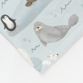 かわいい冬の北極動物ブルーモノグラムの子供たち フリースブランケット (角)