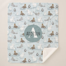 かわいい冬の北極動物モノグラムの子供