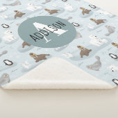 かわいい冬の北極動物モノグラムの子供 シェルパブランケット (3/4)