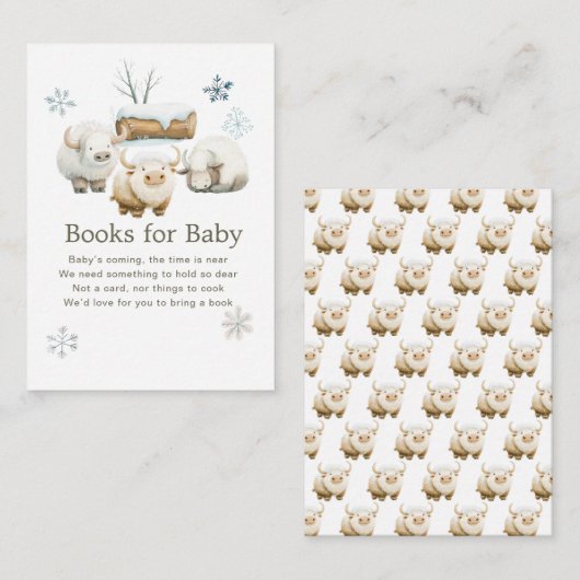 かわいい冬の北極牛の赤ちゃんシャワーベビー エンクロージャーカード (正面/裏面)